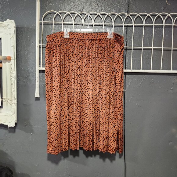 Size 20 Eloquii Elements Beautiful Rust Cheetah Print Midi Skirt w/ Micropleats - Picture 1 of 5